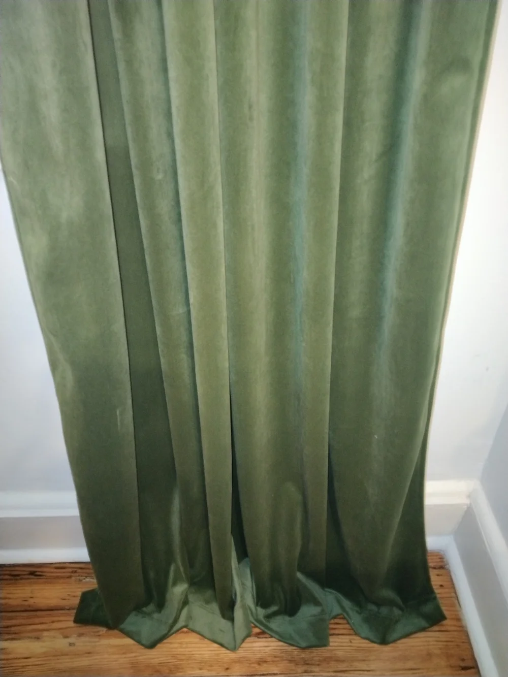 Plush Velvet Curtains (6) Panels in Olive Green 55
